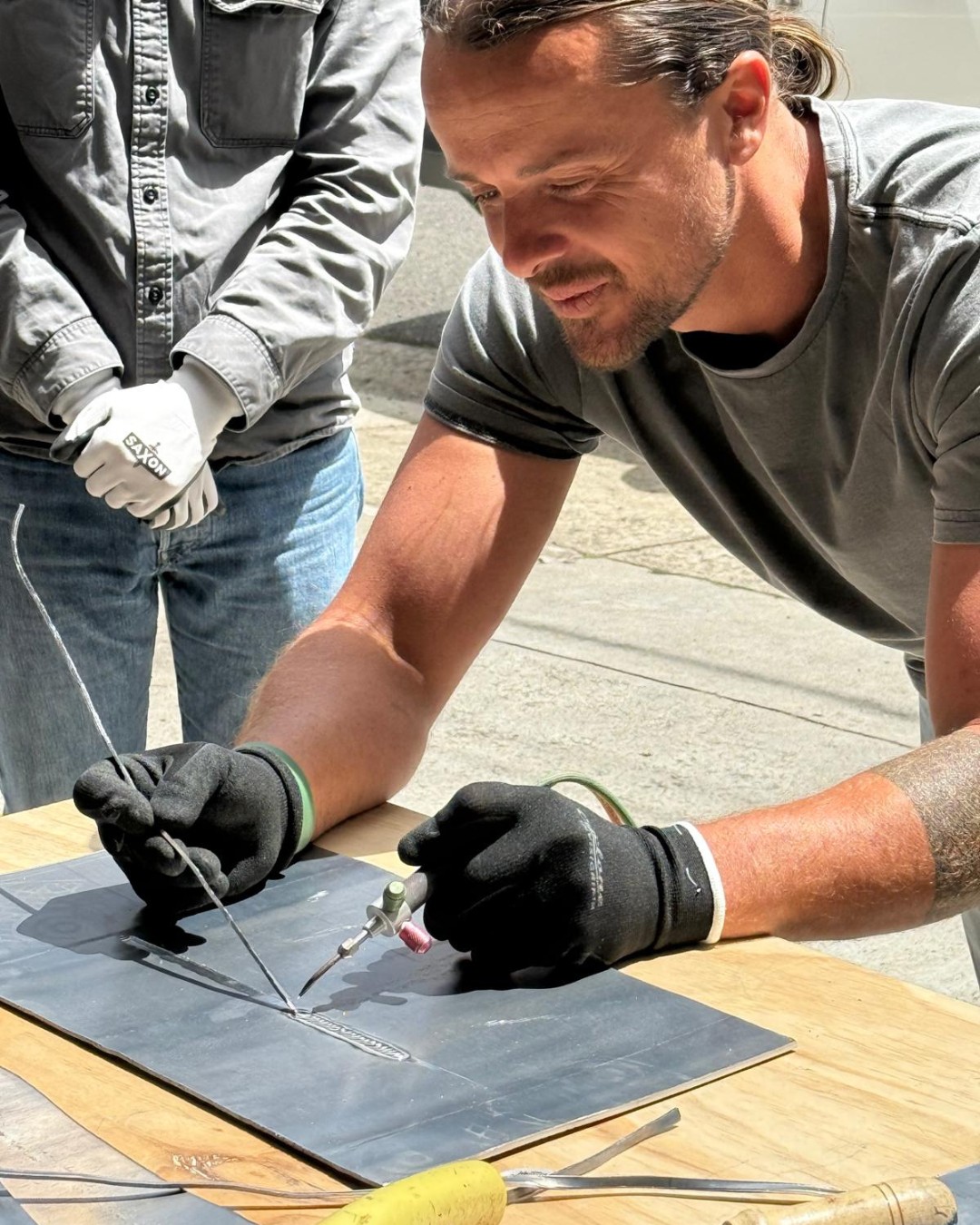 Hand-working lead — Combined Roofing Australia, Melbourne