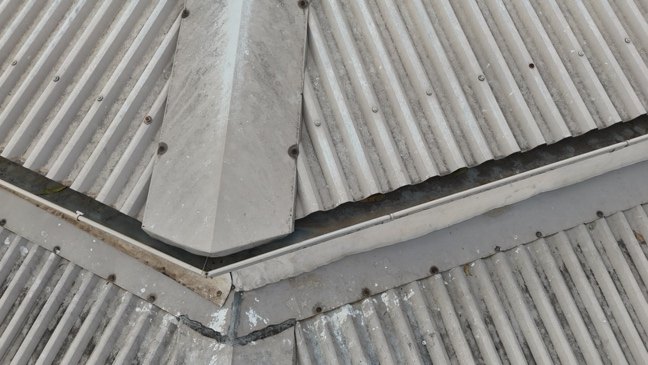 Gutter line where roof planes meet